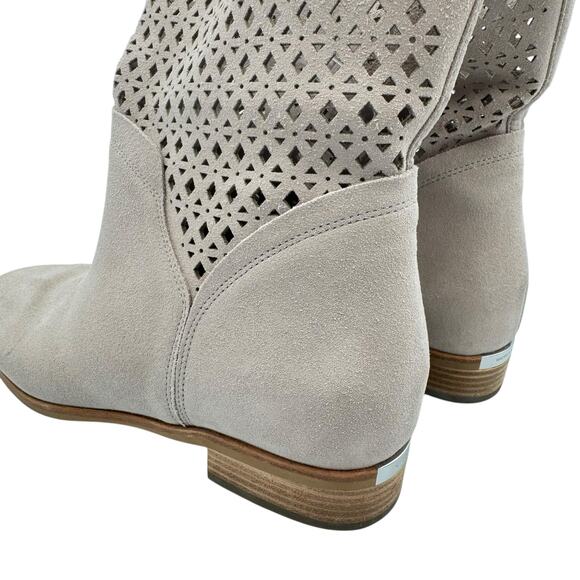 MICHAEL Michael Kors Sunny Neutral Suede Leather Laser Cut Pull On Bootie Boots - Picture 9 of 12